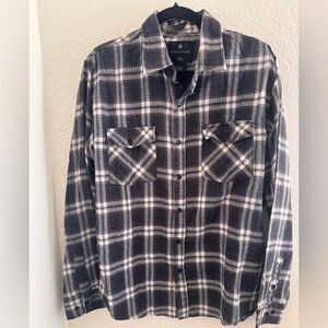 Shouthouse Black and White Casual Button Down Shirt with Collar